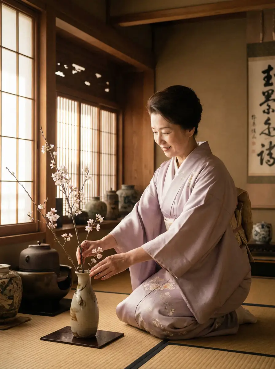 一位优雅的 黄色仓库hsck-独家资源下载|最新高清内容|免费入口 在和室中插花